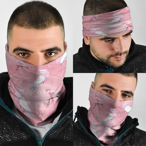 Galah and Gumblossoms Australia Neck Gaiter Seamless Style Aboriginal Art - Aussie Hoodie
