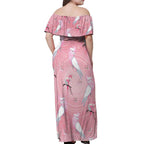 Galah and Gumblossoms Australia Off Shoulder Maxi Dress Seamless Style Aboriginal Art