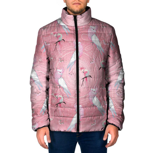 Galah and Gumblossoms Australia Padded Jacket Seamless Style Aboriginal Art - Aussie Hoodie