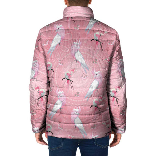 Galah and Gumblossoms Australia Padded Jacket Seamless Style Aboriginal Art - Aussie Hoodie