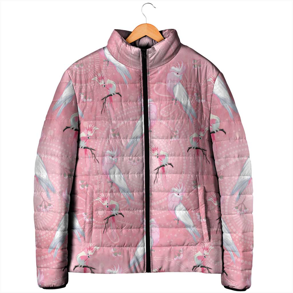 Galah and Gumblossoms Australia Padded Jacket Seamless Style Aboriginal Art - Aussie Hoodie
