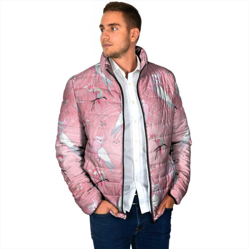 Galah and Gumblossoms Australia Padded Jacket Seamless Style Aboriginal Art - Aussie Hoodie
