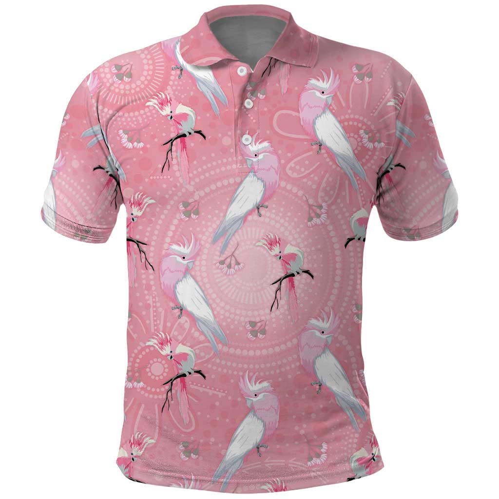 Galah and Gumblossoms Australia Polo Shirt Seamless Style Aboriginal Art