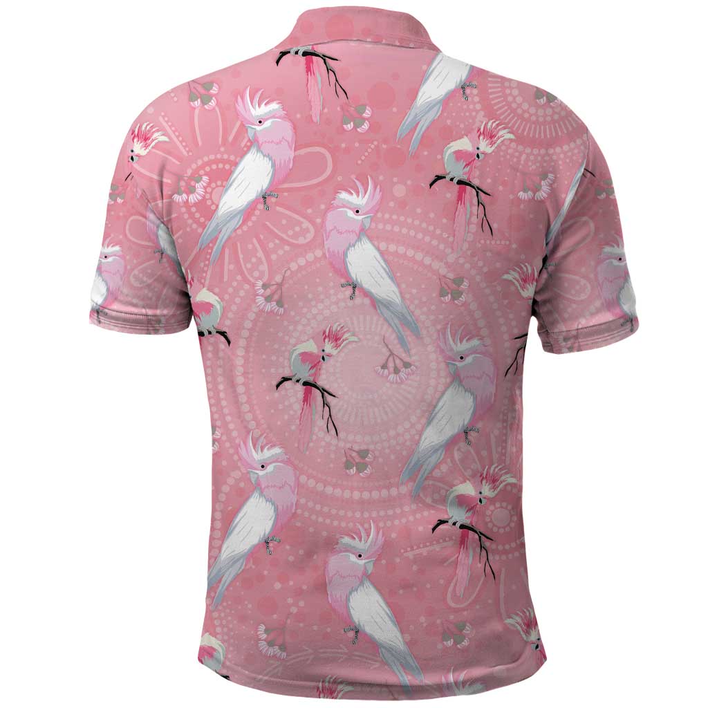 Galah and Gumblossoms Australia Polo Shirt Seamless Style Aboriginal Art