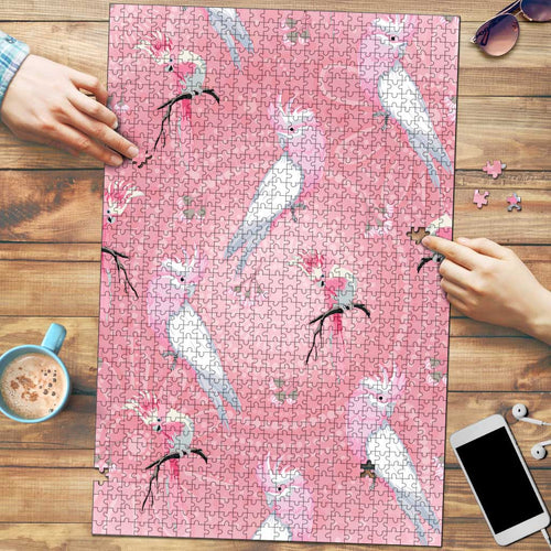 Galah and Gumblossoms Australia Puzzle Seamless Style Aboriginal Art - Aussie Hoodie
