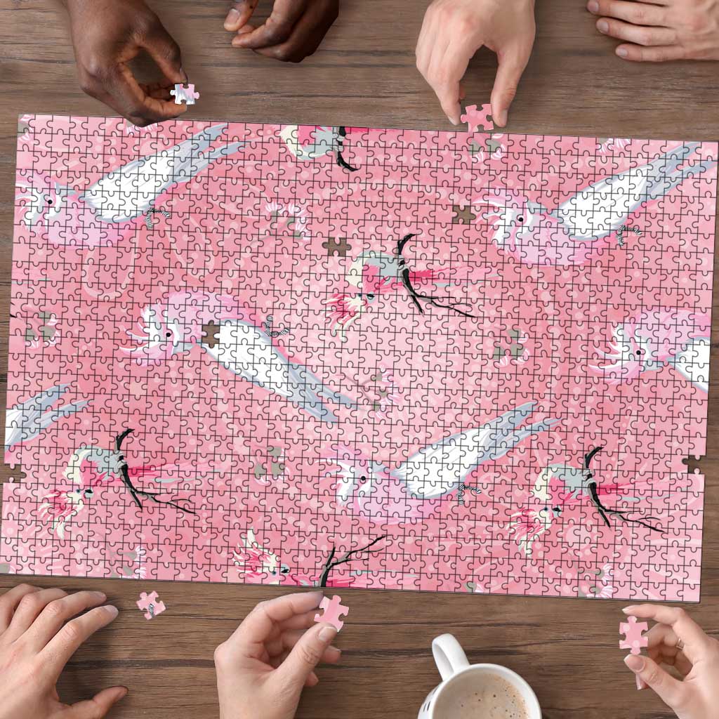 Galah and Gumblossoms Australia Puzzle Seamless Style Aboriginal Art - Aussie Hoodie