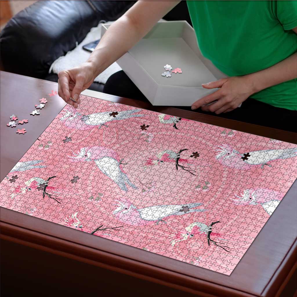 Galah and Gumblossoms Australia Puzzle Seamless Style Aboriginal Art - Aussie Hoodie