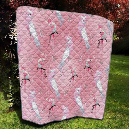 Galah and Gumblossoms Australia Quilt Seamless Style Aboriginal Art