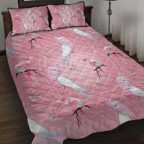 Galah and Gumblossoms Australia Quilt Bed Set Seamless Style Aboriginal Art