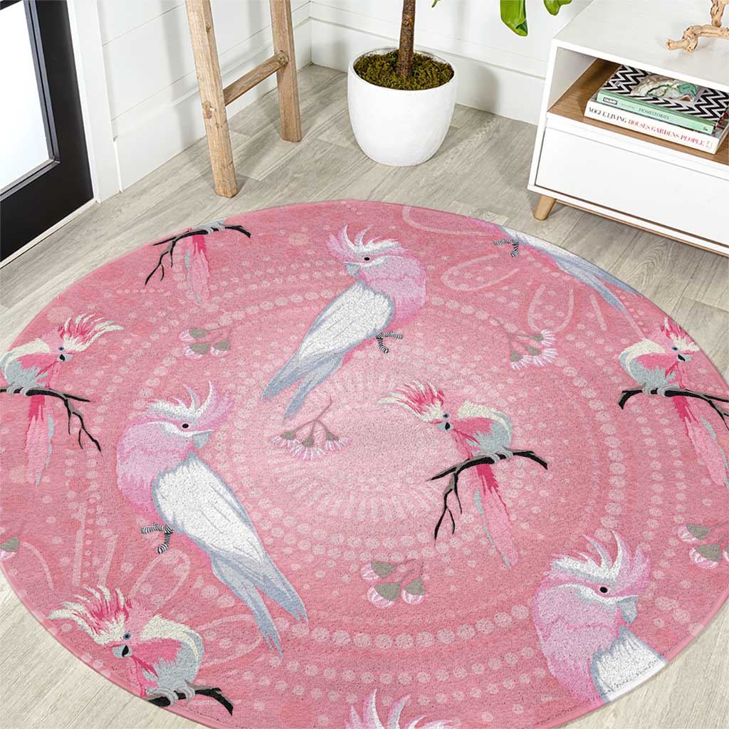 Galah and Gumblossoms Australia Round Carpet Seamless Style Aboriginal Art