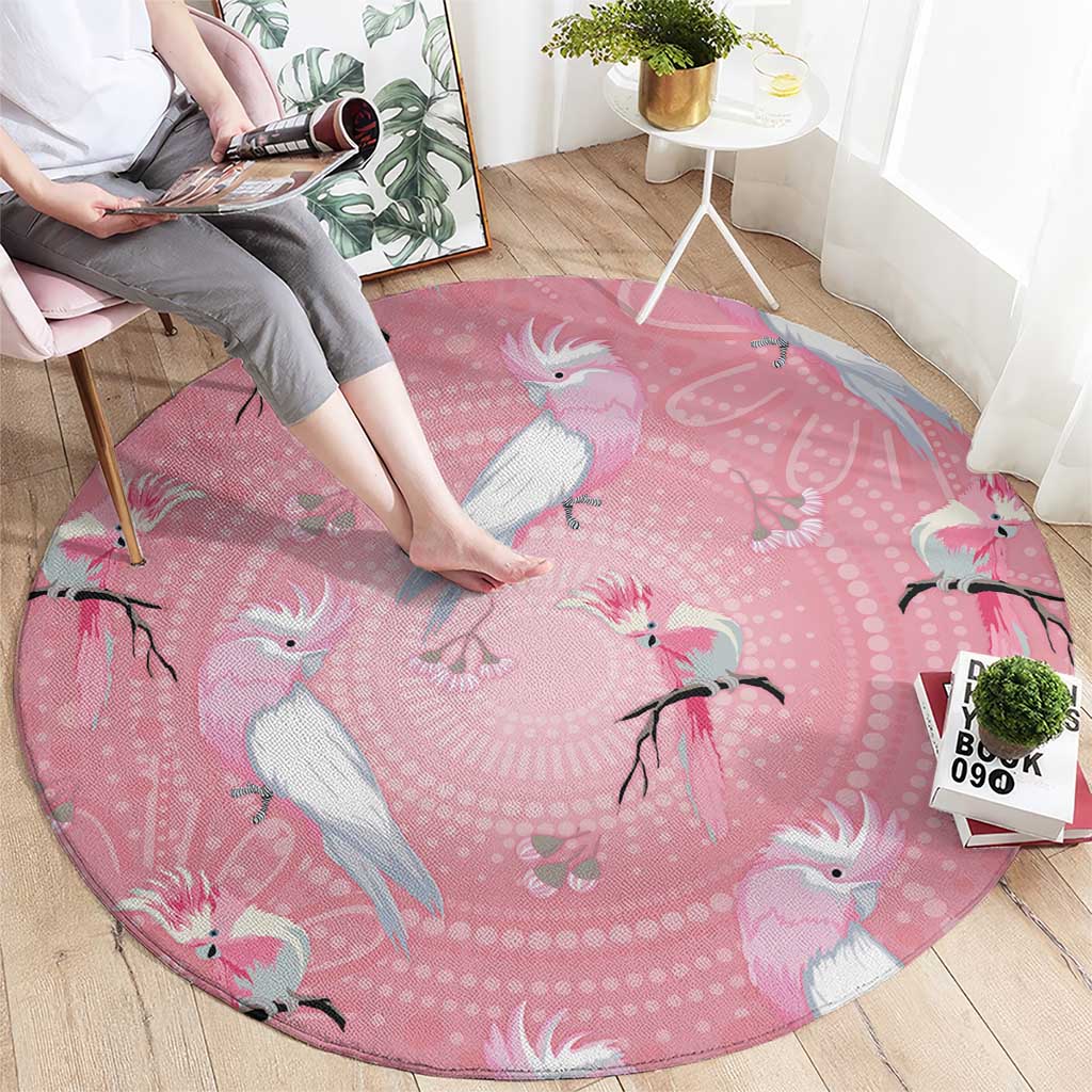 Galah and Gumblossoms Australia Round Carpet Seamless Style Aboriginal Art