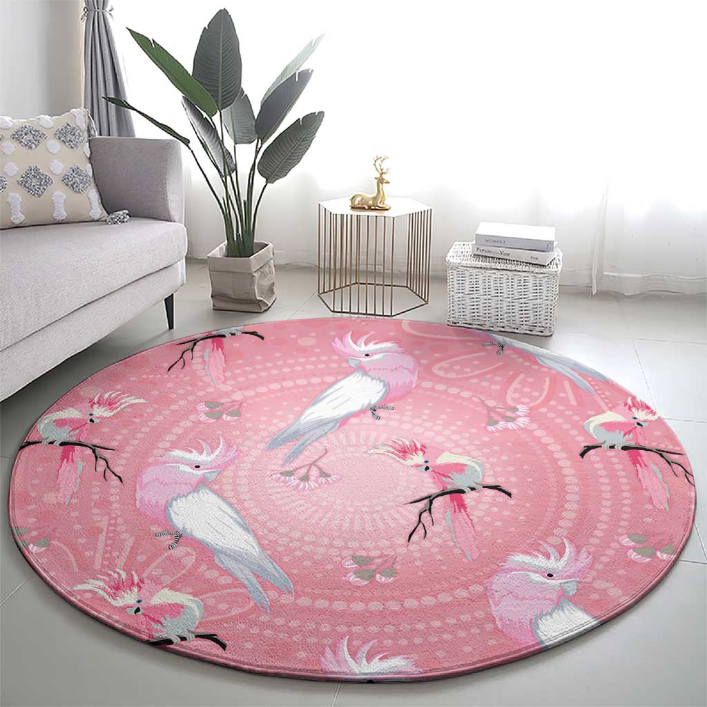 Galah and Gumblossoms Australia Round Carpet Seamless Style Aboriginal Art