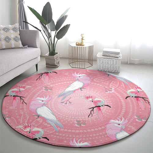 Galah and Gumblossoms Australia Round Carpet Seamless Style Aboriginal Art