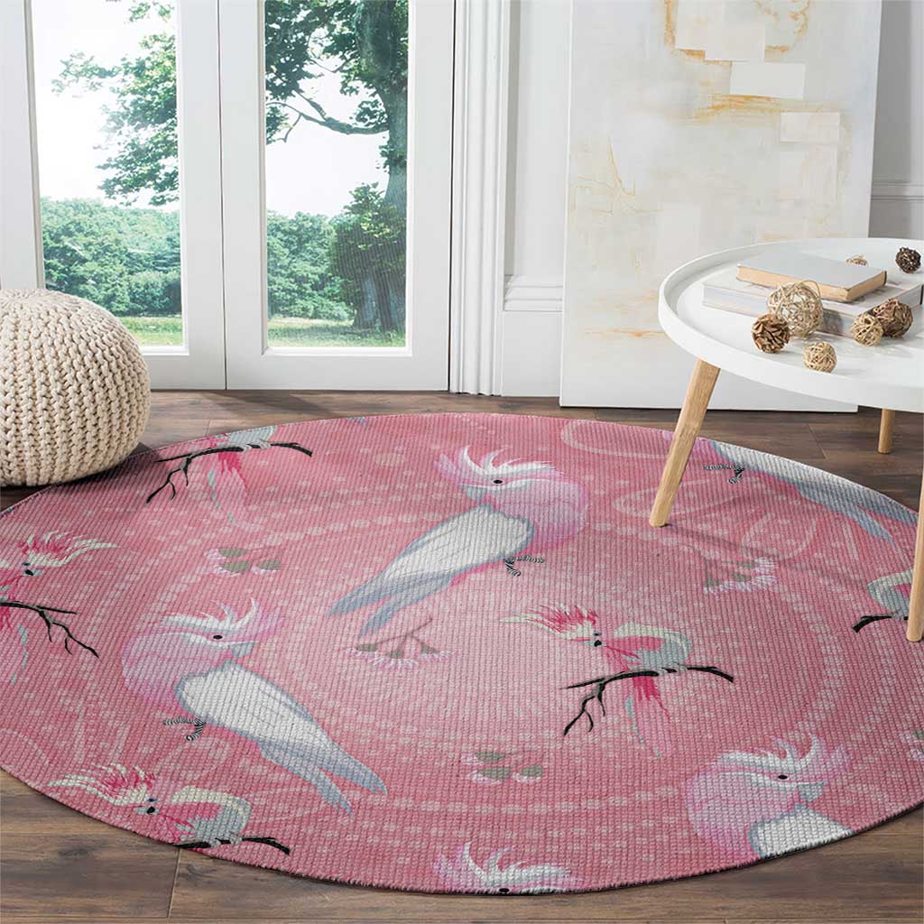 Galah and Gumblossoms Australia Round Carpet Seamless Style Aboriginal Art