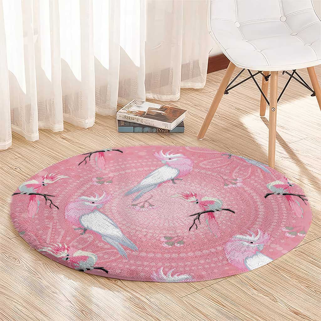 Galah and Gumblossoms Australia Round Carpet Seamless Style Aboriginal Art