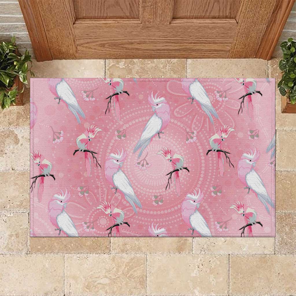 Galah and Gumblossoms Australia Rubber Doormat Seamless Style Aboriginal Art
