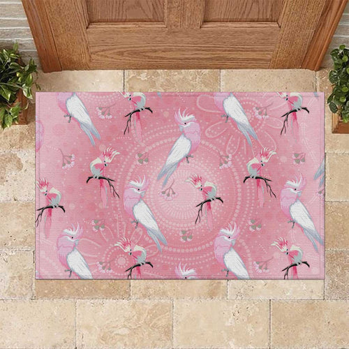 Galah and Gumblossoms Australia Rubber Doormat Seamless Style Aboriginal Art