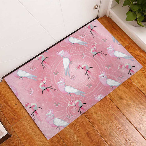 Galah and Gumblossoms Australia Rubber Doormat Seamless Style Aboriginal Art