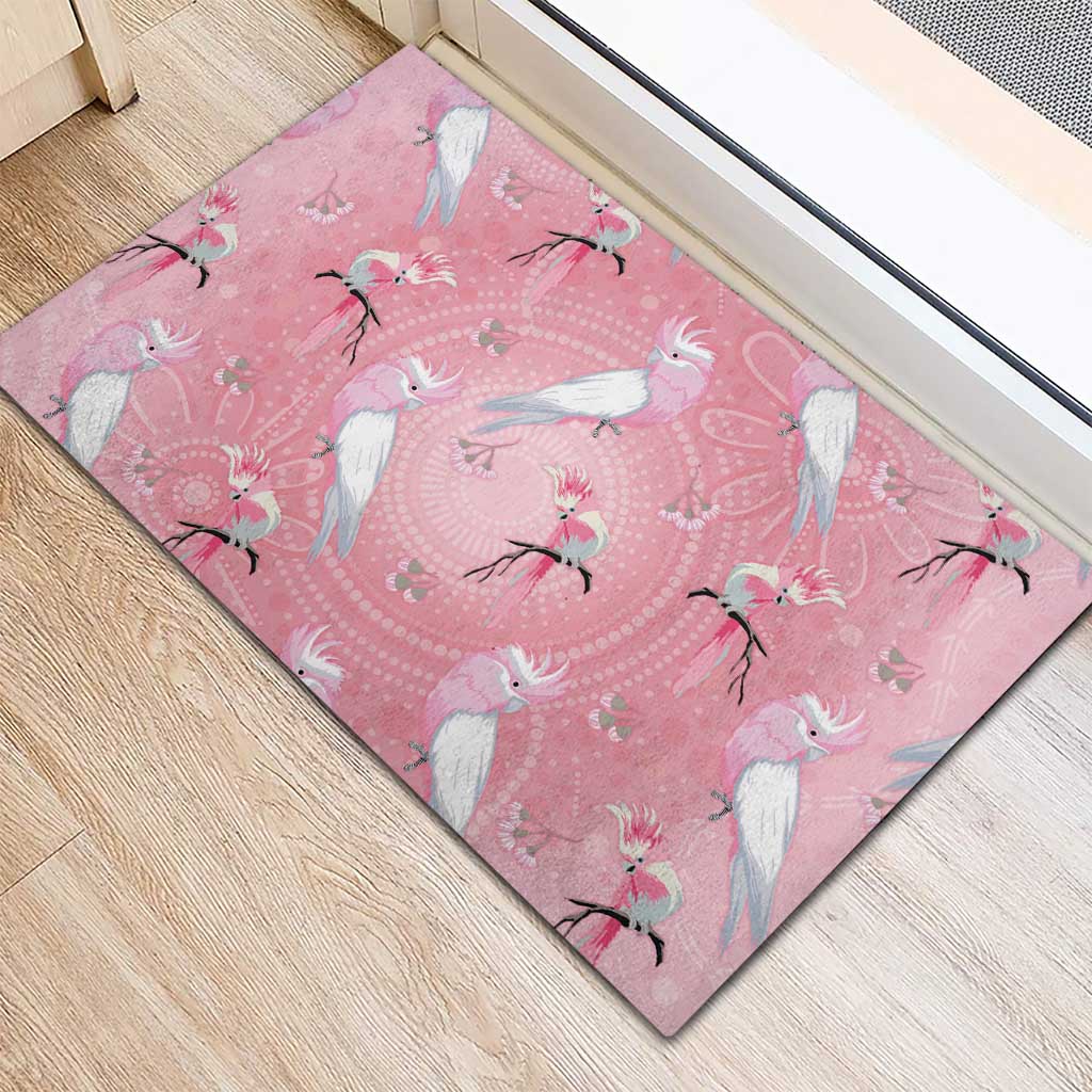 Galah and Gumblossoms Australia Rubber Doormat Seamless Style Aboriginal Art