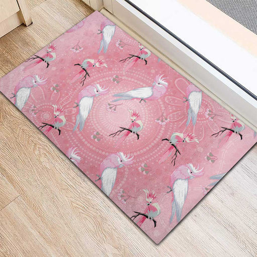 Galah and Gumblossoms Australia Rubber Doormat Seamless Style Aboriginal Art