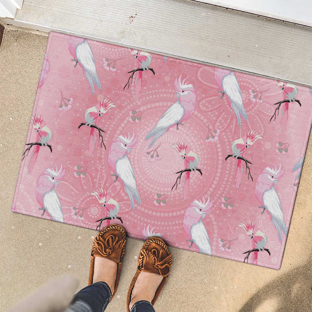 Galah and Gumblossoms Australia Rubber Doormat Seamless Style Aboriginal Art