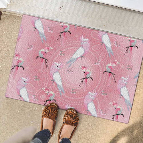 Galah and Gumblossoms Australia Rubber Doormat Seamless Style Aboriginal Art