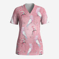 Galah and Gumblossoms Australia Scrub Top Seamless Style Aboriginal Art - Aussie Hoodie