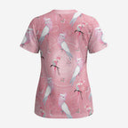 Galah and Gumblossoms Australia Scrub Top Seamless Style Aboriginal Art - Aussie Hoodie