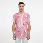 Galah and Gumblossoms Australia Scrub Top Seamless Style Aboriginal Art - Aussie Hoodie