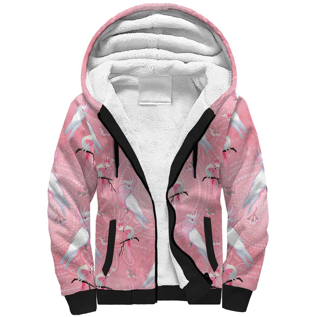 Galah and Gumblossoms Australia Sherpa Hoodie Seamless Style Aboriginal Art