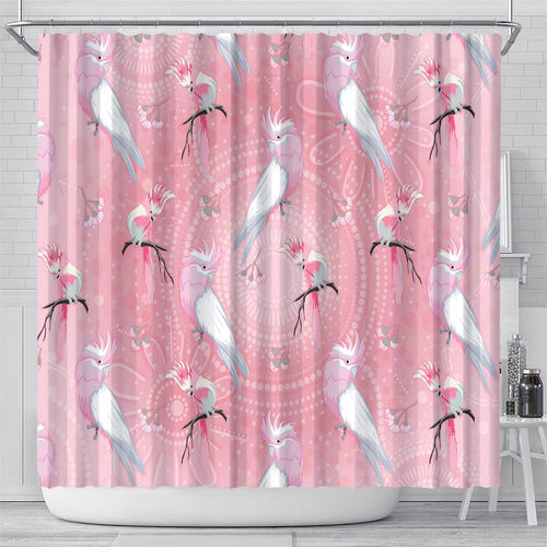 Galah and Gumblossoms Australia Shower Curtain Seamless Style Aboriginal Art