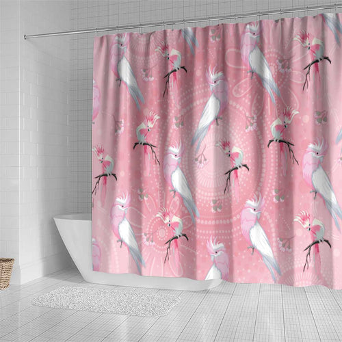 Galah and Gumblossoms Australia Shower Curtain Seamless Style Aboriginal Art