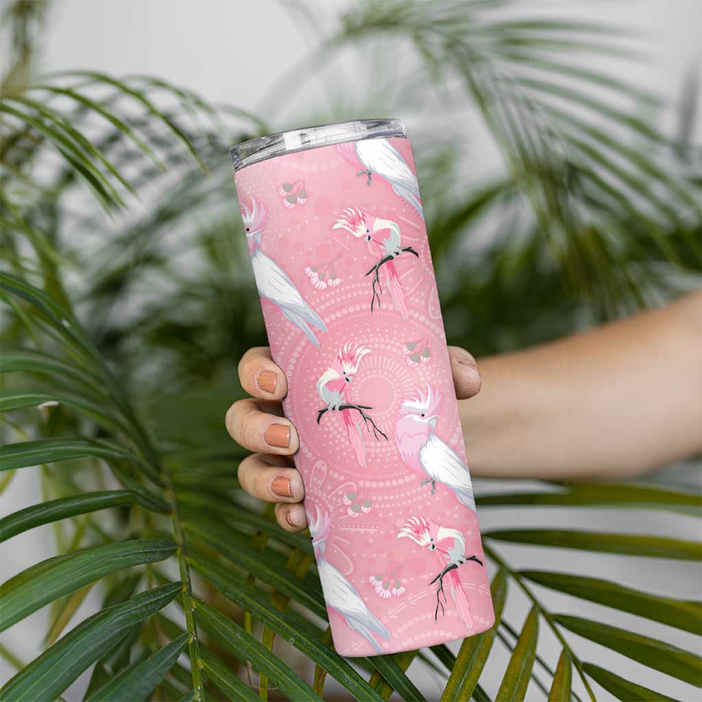 Galah and Gumblossoms Australia Skinny Tumbler Seamless Style Aboriginal Art