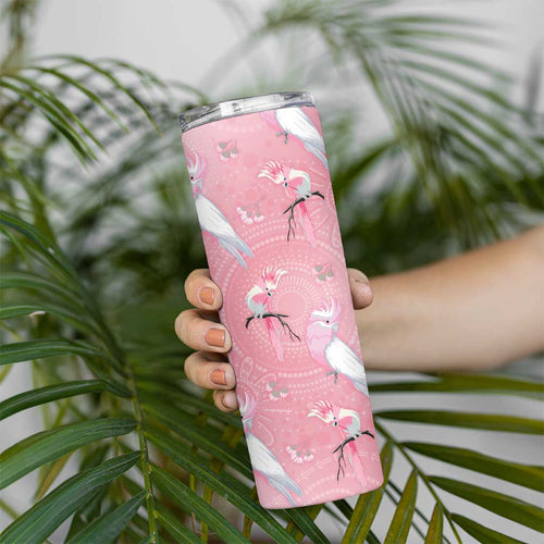 Galah and Gumblossoms Australia Skinny Tumbler Seamless Style Aboriginal Art