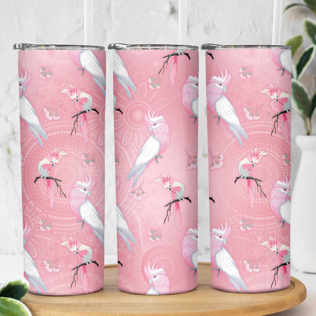 Galah and Gumblossoms Australia Skinny Tumbler Seamless Style Aboriginal Art