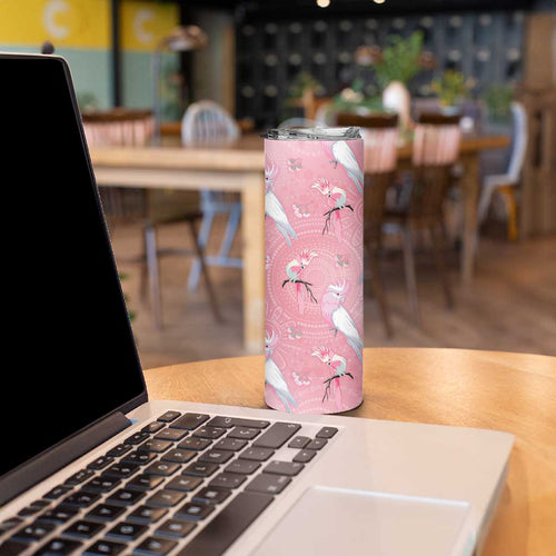 Galah and Gumblossoms Australia Skinny Tumbler Seamless Style Aboriginal Art