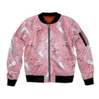 Galah and Gumblossoms Australia Sleeve Zip Bomber Jacket Seamless Style Aboriginal Art