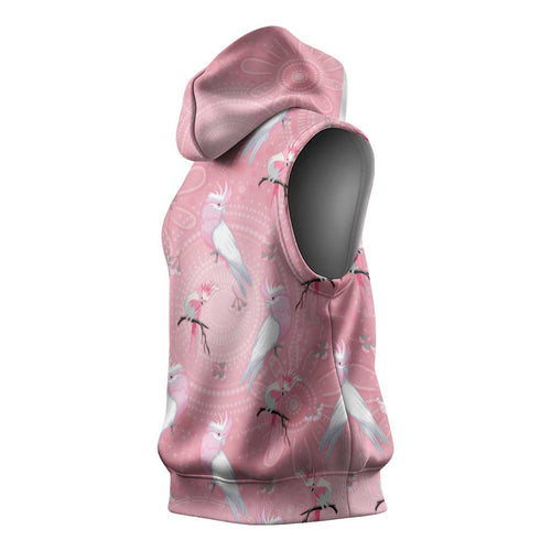 Galah and Gumblossoms Australia Sleeveless Hoodie Seamless Style Aboriginal Art - Aussie Hoodie