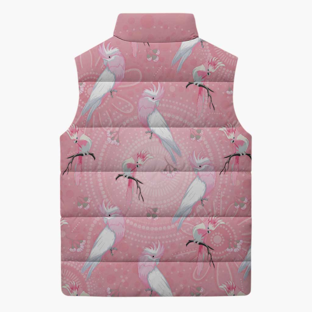 Galah and Gumblossoms Australia Sleeveless Puffer Jacket Seamless Style Aboriginal Art - Aussie Hoodie