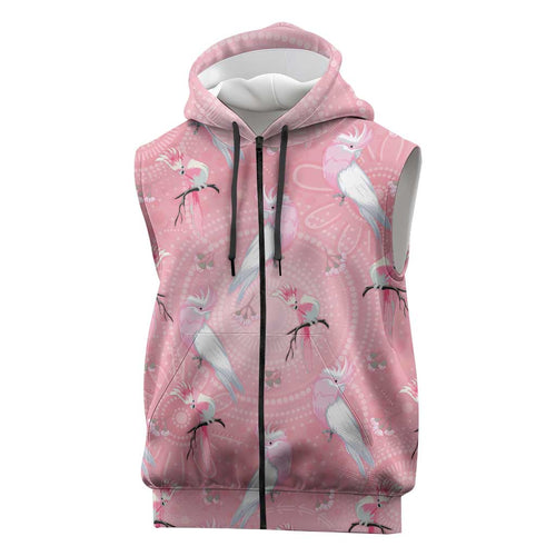 Galah and Gumblossoms Australia Sleeveless Zip Hoodie Seamless Style Aboriginal Art LT14