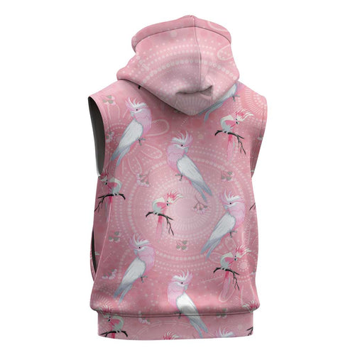 Galah and Gumblossoms Australia Sleeveless Zip Hoodie Seamless Style Aboriginal Art LT14