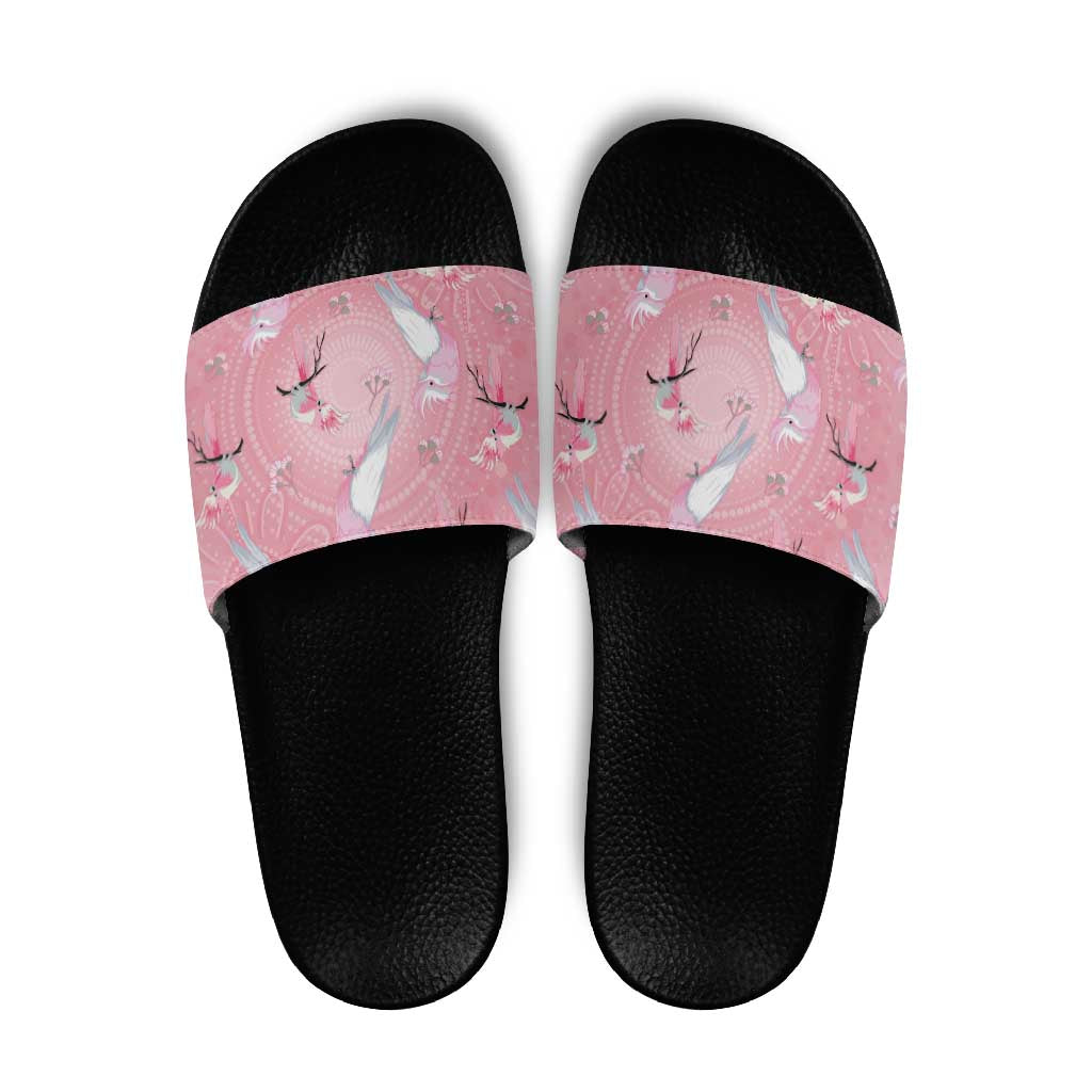 Galah and Gumblossoms Australia Slide Sandals Seamless Style Aboriginal Art - Aussie Hoodie