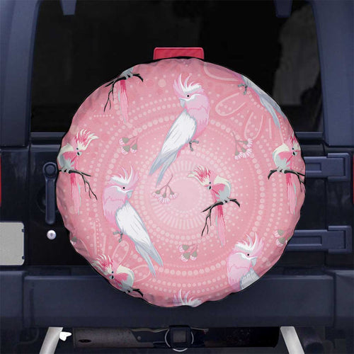 Galah and Gumblossoms Australia Spare Tire Cover Seamless Style Aboriginal Art