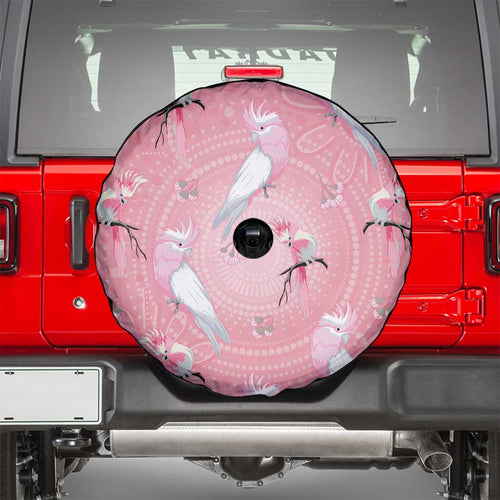 Galah and Gumblossoms Australia Spare Tire Cover Seamless Style Aboriginal Art
