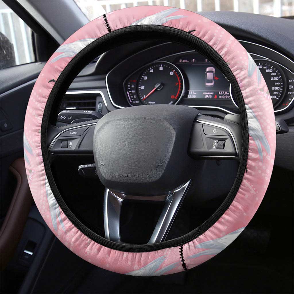 Galah and Gumblossoms Australia Steering Wheel Cover Seamless Style Aboriginal Art