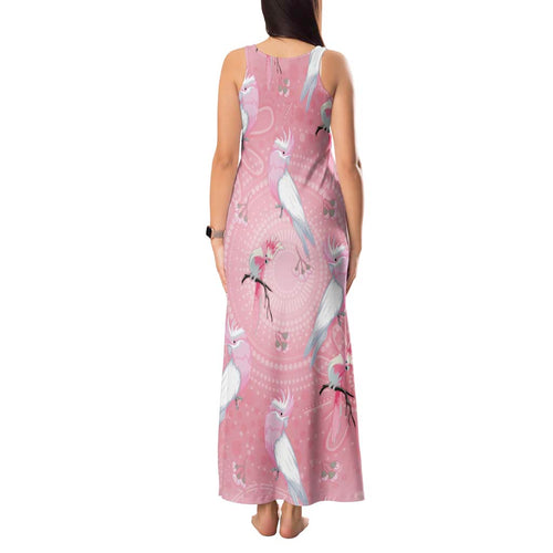 Galah and Gumblossoms Australia Tank Maxi Dress Seamless Style Aboriginal Art
