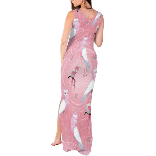 Galah and Gumblossoms Australia Tank Maxi Dress Seamless Style Aboriginal Art