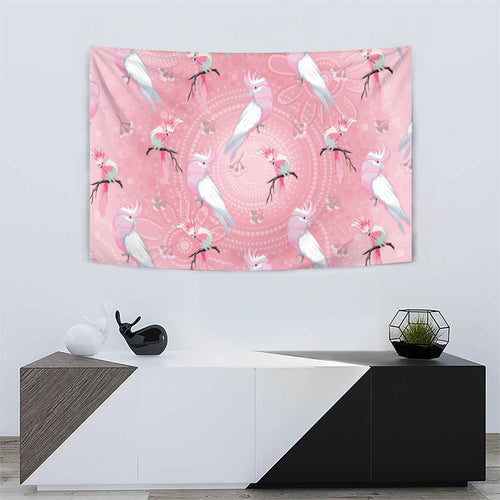 Galah and Gumblossoms Australia Tapestry Seamless Style Aboriginal Art