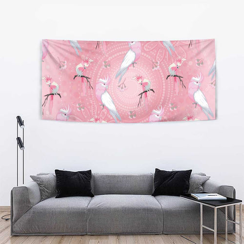 Galah and Gumblossoms Australia Tapestry Seamless Style Aboriginal Art