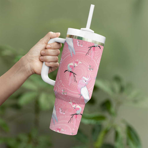 Galah and Gumblossoms Australia Tumbler With Handle Seamless Style Aboriginal Art